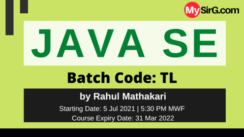 JAVA SE | Batch Code: TL